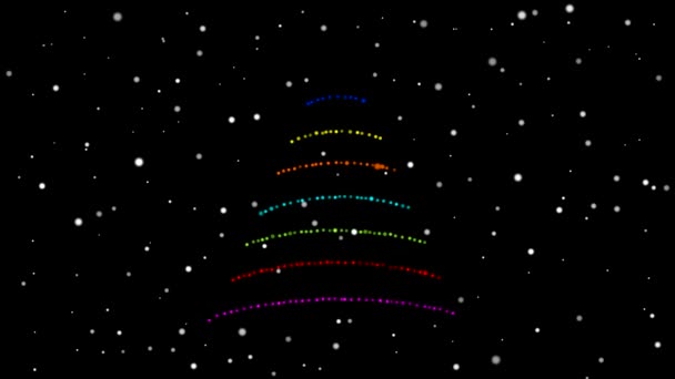 Lysende Juletre Blinkende Stjerner Bevegelig Grafikk Med Nattlig Bakgrunn – stockvideo