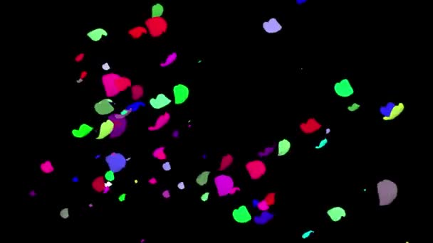 Цветные Конфетти Частицы Движения Графики Ночным Фоном — стоковое видео