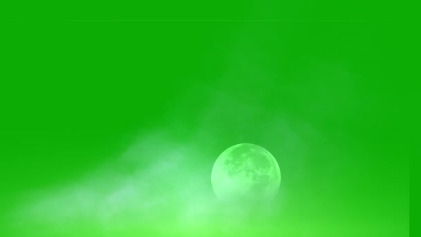 Maan Licht Mist Beweging Graphics Met Groen Scherm Achtergrond — Stockvideo