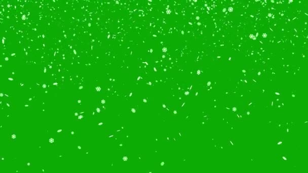 Yeşil Ekran Arkaplanlı Kar Yağışı Hareketi Grafikleri — Stok video