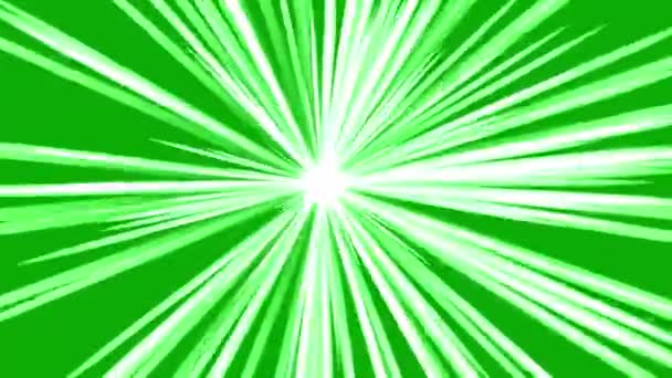 Rayons lumineux graphiques mouvement avec fond d'écran vert