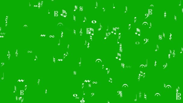 Símbolos Musicais Movimento Gráficos Com Fundo Tela Verde — Vídeo de Stock