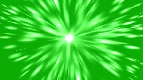 Světelné Paprsky Pohybové Grafiky Zeleným Pozadím Obrazovky — Stock video