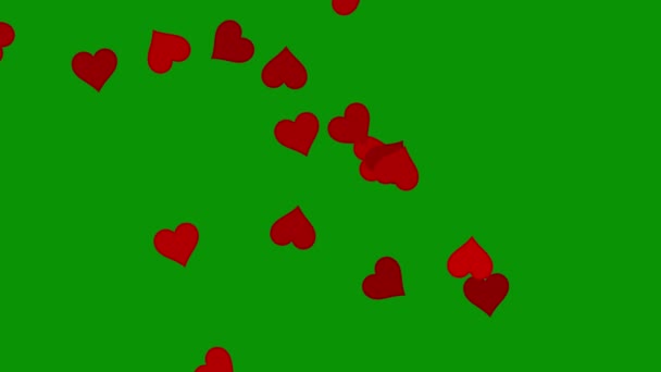 Gráficos Movimiento Corazones Rojos Con Fondo Pantalla Verde — Vídeo de stock