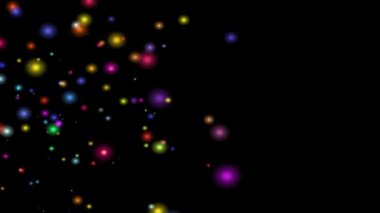 Gece arkaplanlı parlak renk parçacıkları hareket grafikleri