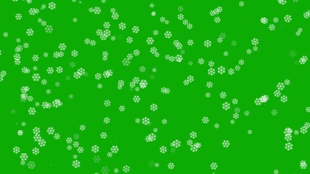 Snö Flingor Rörelse Grafik Med Grön Skärm Bakgrund — Stockvideo