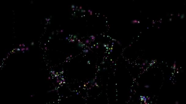 Gece Arkaplanlı Renkli Sim Parçacıkları Hareket Grafikleri — Stok video