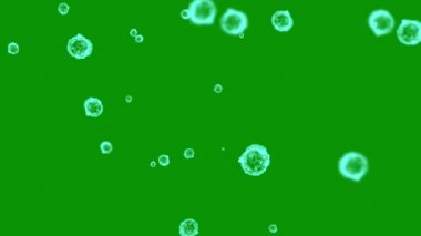 Düşen virüs parçacıkları yeşil ekran arkaplanlı hareket grafikleri
