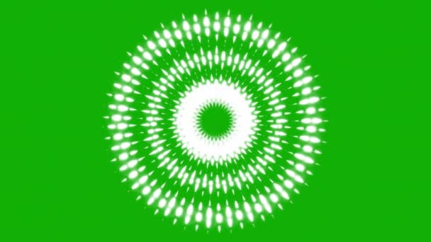 Gloeiende Cirkelvormige Patronen Bewegende Graphics Met Groene Achtergrond Scherm — Stockvideo