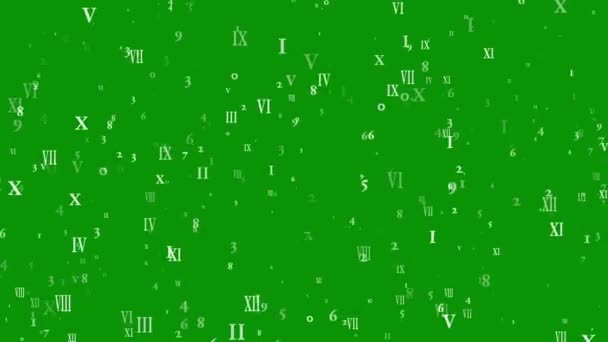 Numéros Romains Arabes Numériques Avec Fond Vert — Video