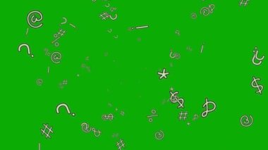 Yeşil ekran arkaplan ile hareket eden dijital semboller
