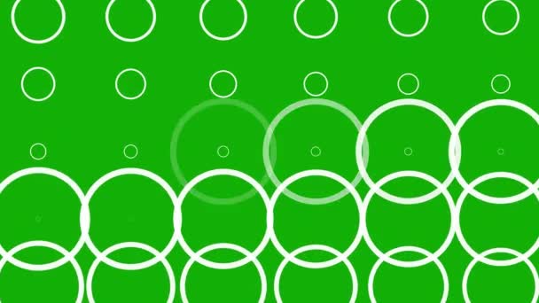 White Circles Pattern Motion Graphics Green Screen Background — Stock Video