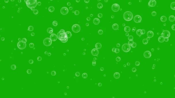 Летающие Пузырьки Движения Графики Зеленым Фоном — стоковое видео