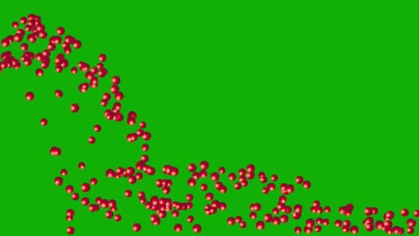 Falling Bouncing Red Balls Motion Graphics Green Screen Background — Stock Video