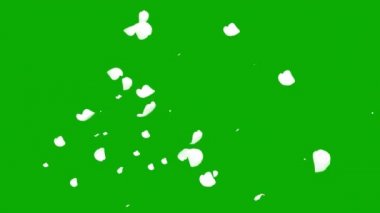 Yeşil ekran arkaplanlı beyaz konfeti parçacıkları hareket grafikleri