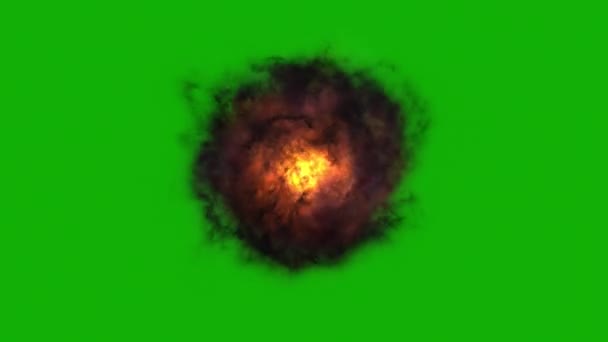 Graphismes de mouvement d'explosion de feu avec fond vert