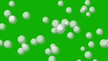 Yeşil ekran arkaplan ile hareket eden beyaz küreler