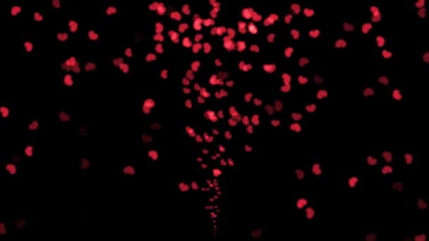 Rode Harten Streamen Beweging Graphics Met Nacht Achtergrond — Stockvideo