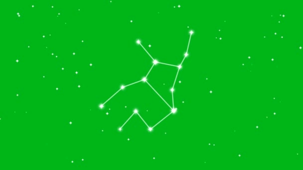 Znázornění Znamení Zvěrokruhu Panna Blikajícími Hvězdami Zeleném Pozadí — Stock video