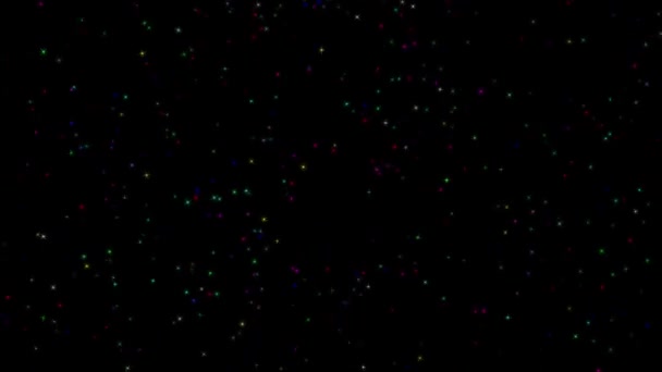 彩色恒星在夜间背景下爆裂运动图形 — 图库视频影像