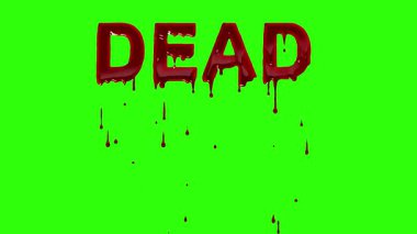 Yeşil ekranda korkunç kan damlaları etkisi olan ölü metin