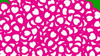 Düşen pembe kalpler hareket grafikleri yeşil ekran arkaplanı