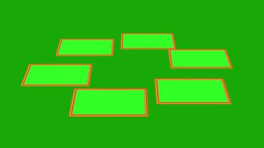 Boş fotoğraf çerçeveleri yeşil ekran arkaplanlı hareket grafikleri döndürülüyor