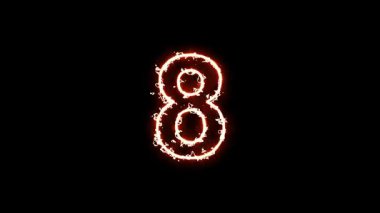 Ateş enerjisiyle geri sayım 10 saniye. Sade siyah arkaplanda kıvılcım etkisi yaratıyor.