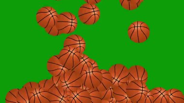 Düşen basket topları yeşil ekran arkaplanlı hareket grafikleri