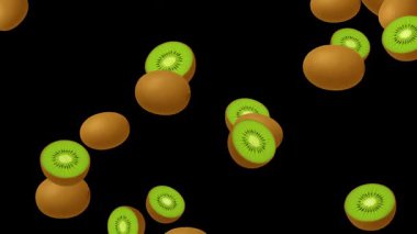 Sade siyah arkaplan ile taze kivi hareketi grafikleri düşüyor