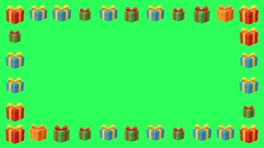 Yeşil ekran arkaplanlı dekoratif çerçeve hareketi grafikleri