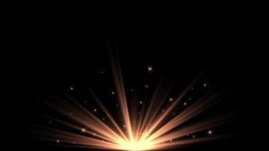 Sade siyah arkaplanda parıldayan ışık ışınları