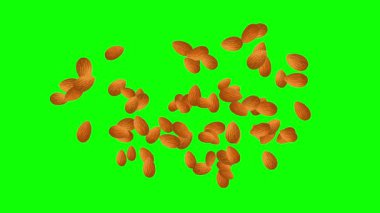 Yeşil ekran arka planında taze badem çeşme akışı