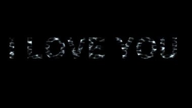 I Love You düz siyah arkaplan üzerinde nedensel efektli metin