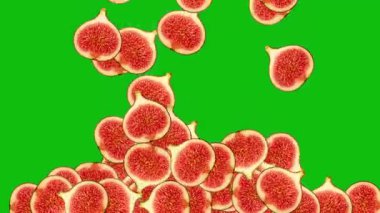 Yeşil ekran arkaplanlı taze incirli meyve hareketi grafikleri