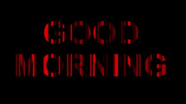 Kırmızı perde dalgaları ile Günaydın metni düz siyah arkaplan üzerinde etkisi