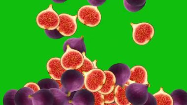 Düşen taze incirler yeşil ekran arkaplanlı hareket grafikleri