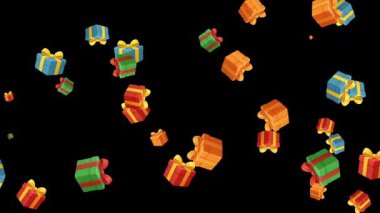 Sade siyah arkaplanlı renkli hediye kutuları hareket grafikleri