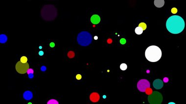 Sade siyah arkaplan ile renkli dairesel parçacıklar hareket grafikleri