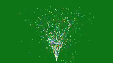 Yeşil ekran arka planına sahip renkli ışıltılı kaynak akış grafikleri