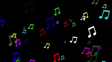 Sade siyah arkaplanı olan renkli nota hareketli grafikler