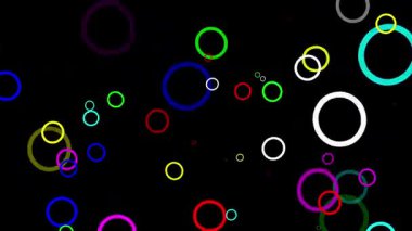 Sade siyah arkaplan ile renkli daireler hareket grafikleri