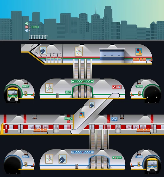 Ilustração complexa do metrô —  Vetores de Stock