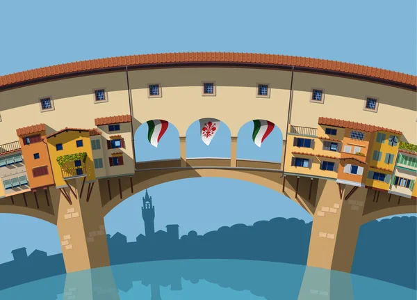 Ponte vecchio brücke florenz flache illustration — Stockvektor