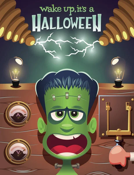 Vakna Frankenstein Det Halloween Vektor Illustration — Stock vektor