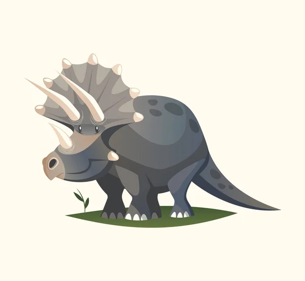 Triceratops Dinosaurio Carácter Vector Ilustración — Vector de stock