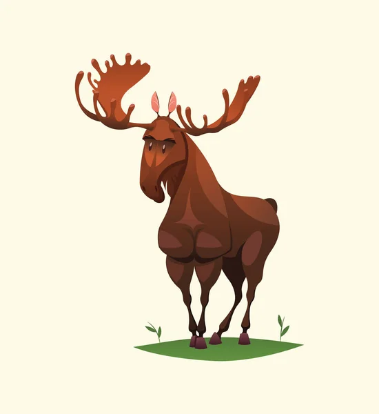Ilustración Vectorial Aislada Carácter Moose — Vector de stock