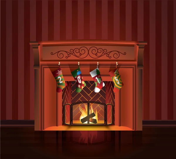 Chimenea de Navidad — Vector de stock