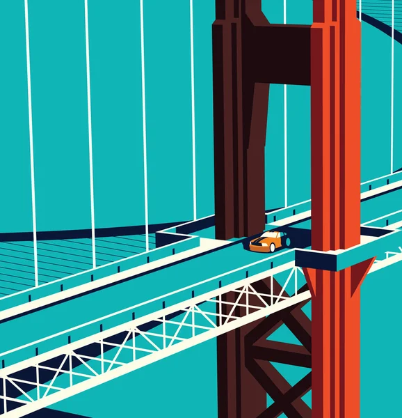 Auto op de Golden State Bridge — Stockvector