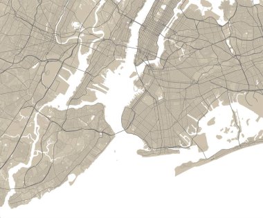 New York, ABD 'nin vektör haritası. Sokak haritası illüstrasyonu. New York harita sanatı.